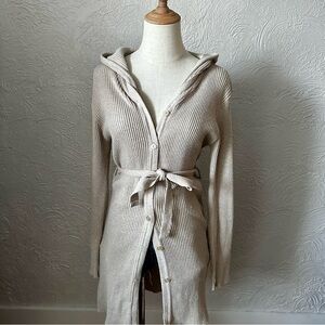 Vintage Y2K Delia's Cream Colored Hooded Duster Cardigan